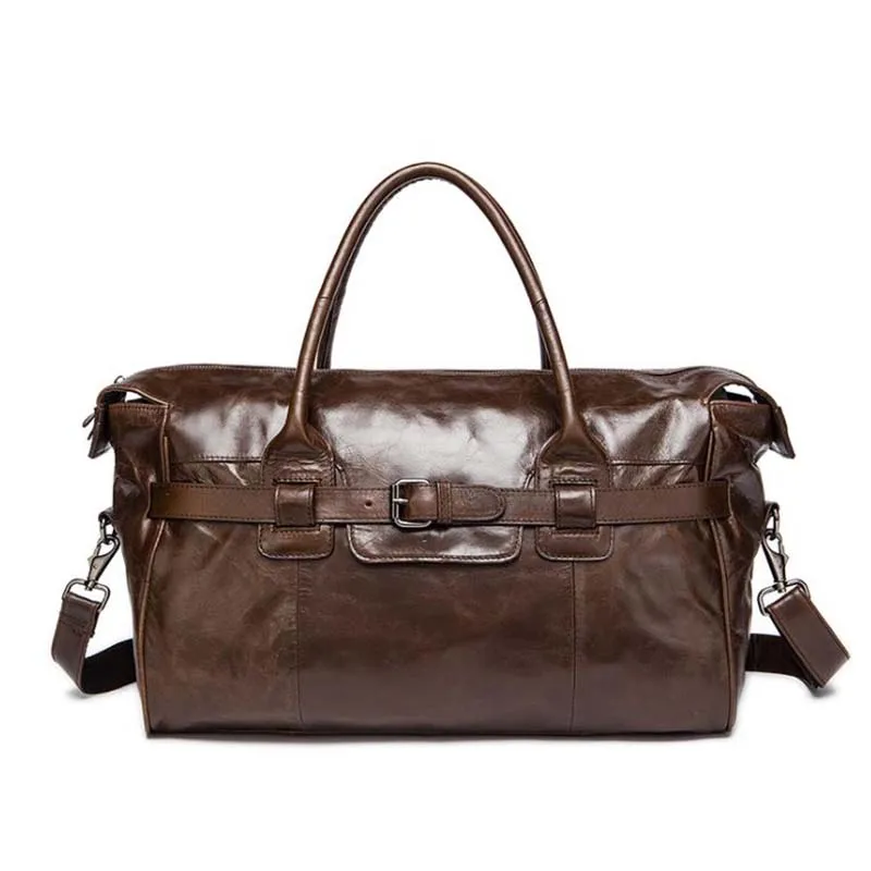

Мужская вместительная кожаная сумка в стиле ретро, чемодан для путешествий, мессенджер из воловьей кожи, саквояж на плечо