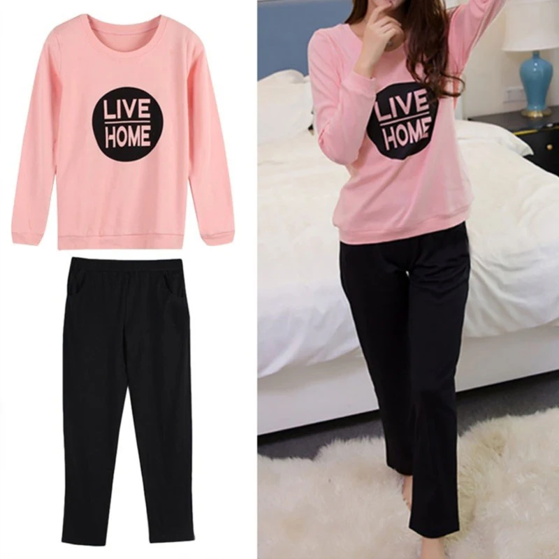 Nightwear Set Big Size Tops + Pants Pajama Pyjama Femme Women Pajamas Women's Home Clothes Letters Print Long Sleeve Sleepwear
Nightwear Set Big Size Tops + Pants Pajama Pyjama Femme Women Pajamas Women's Home Clothes Letters Print Long Sleeve Sleepwear