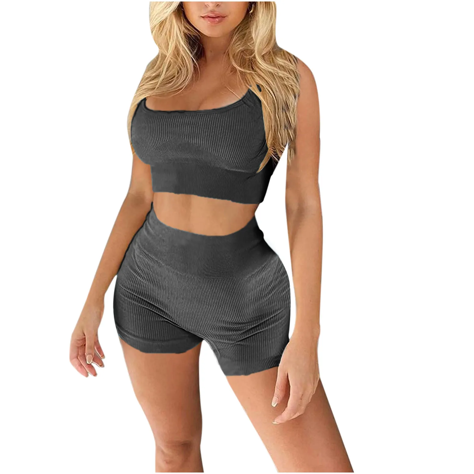 Sportswear New Women Sleeveless Seamless Ribbed Crop Tank High Waist Shorts Yoga Outfits Sets Sportsuit Workout Outfit 2021 
Sportswear New Women Sleeveless Seamless Ribbed Crop Tank High Waist Shorts Yoga Outfits Sets Sportsuit Workout Outfit 2021
