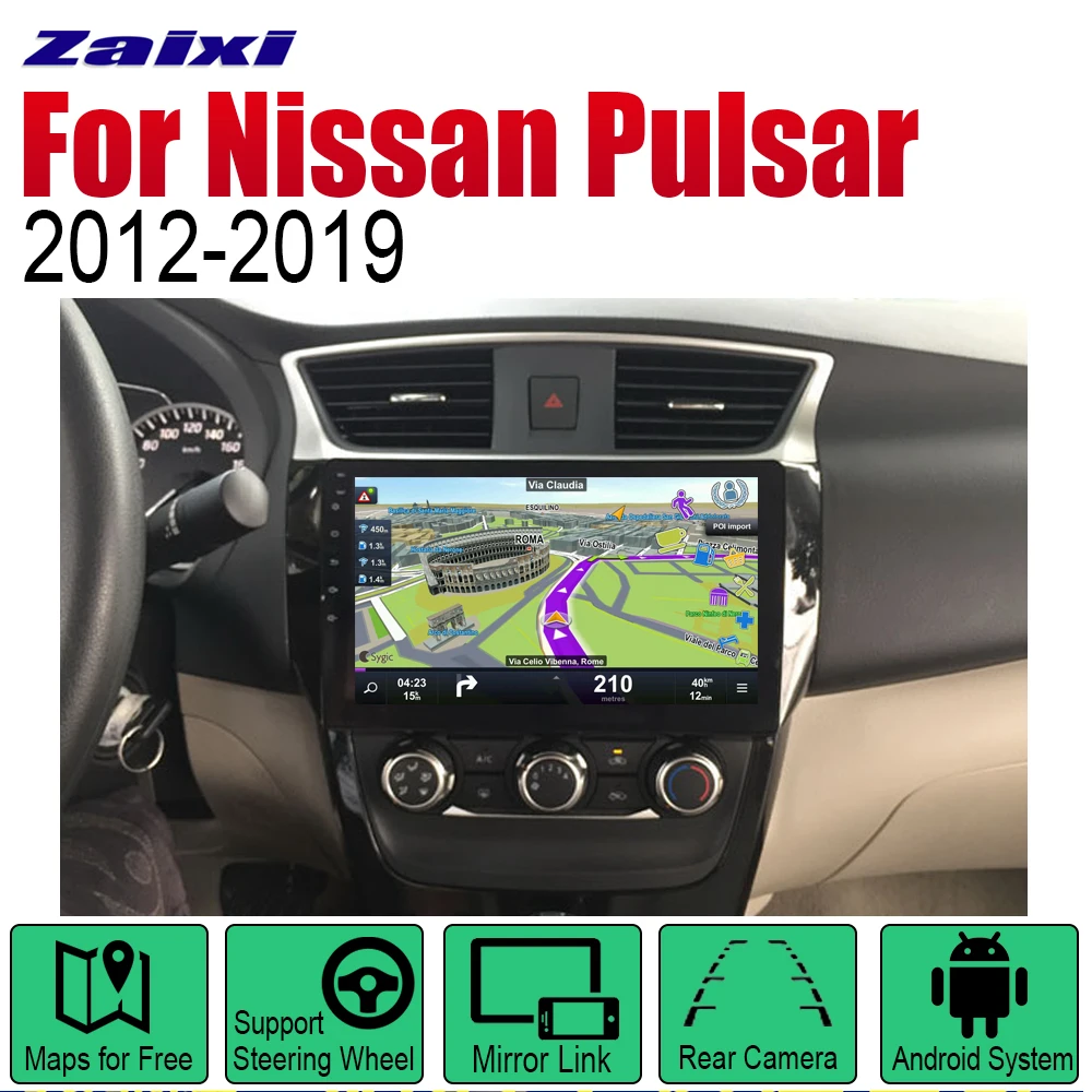Автомобильный GPS навигатор ZaiXi Android для Nissan Pulsar 2012 ~ 2019 проигрыватель с навигацией