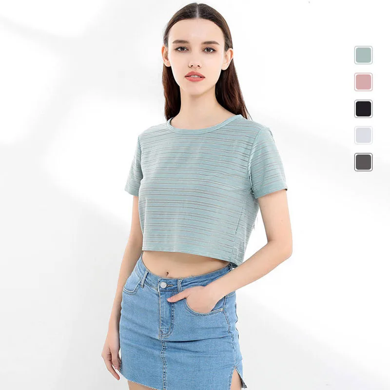 Wasteheart Summer Green Pink Striped Women Tops Tees Short Sleeves O Neck Cotton T-Shirts Ins Fashion Sexy Casual Midriff
Wasteheart Summer Green Pink Striped Women Tops Tees Short Sleeves O Neck Cotton T-Shirts Ins Fashion Sexy Casual Midriff