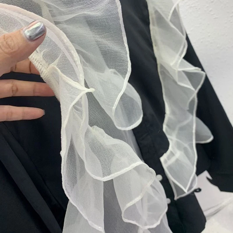 Hit Color Patchwork Mesh Shirts For Women Lapel Long Sleeve Casual Straight Blouses Female 2021 Spring Fashion Tide
Hit Color Patchwork Mesh Shirts For Women Lapel Long Sleeve Casual Straight Blouses Female 2021 Spring Fashion Tide