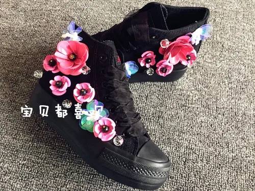 Trendy shoes sequined flowers black inner heightened high-top canvas shoes trifle casual shoes
Trendy shoes sequined flowers black inner heightened high-top canvas shoes trifle casual shoes