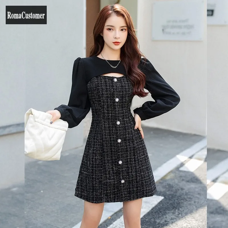 Fashion Elegant Dress Womens Autumn New Long Sleeve Hollow Out Vintage Spliced Office Lady Korean Casual Fake Two A-Line Dress
Fashion Elegant Dress Womens Autumn New Long Sleeve Hollow Out Vintage Spliced Office Lady Korean Casual Fake Two A-Line Dress