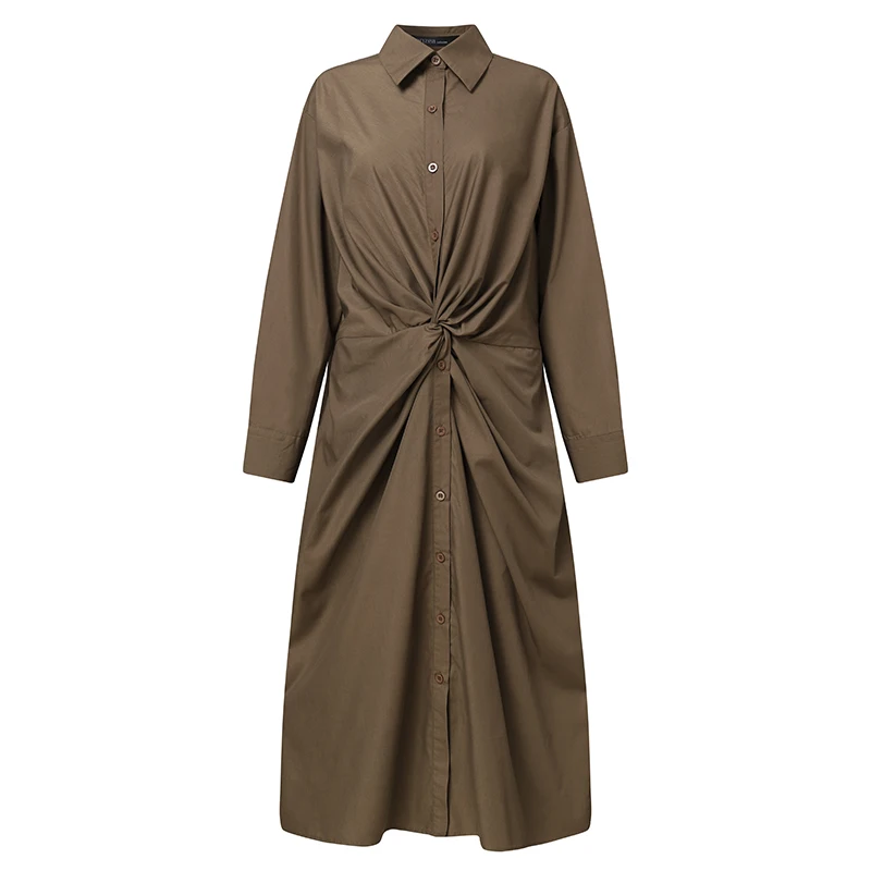 ZANZEA Autumn Office Lady SundressElegant Women Pleated Long Shirt Dress Solid Casual Lapel Neck Long Sleeve Party Vestidos
ZANZEA Autumn Office Lady SundressElegant Women Pleated Long Shirt Dress Solid Casual Lapel Neck Long Sleeve Party Vestidos