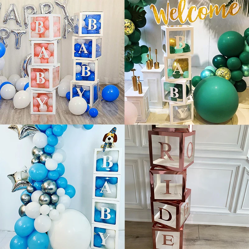 White/Rose Gold Transparent Box Letter A-Z Custom Baby Name Block Balloon Box Baby Shower Decorations Boy Girl Birthday Supplies
White/Rose Gold Transparent Box Letter A-Z Custom Baby Name Block Balloon Box Baby Shower Decorations Boy Girl Birthday Supplies
