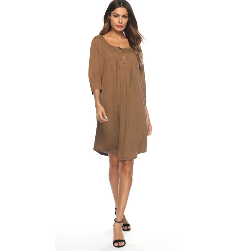 Autumn and Winter New Women's Button Fold Seven Sleeves Wide Loose Dress Home Out of The Street
Autumn and Winter New Women's Button Fold Seven Sleeves Wide Loose Dress Home Out of The Street