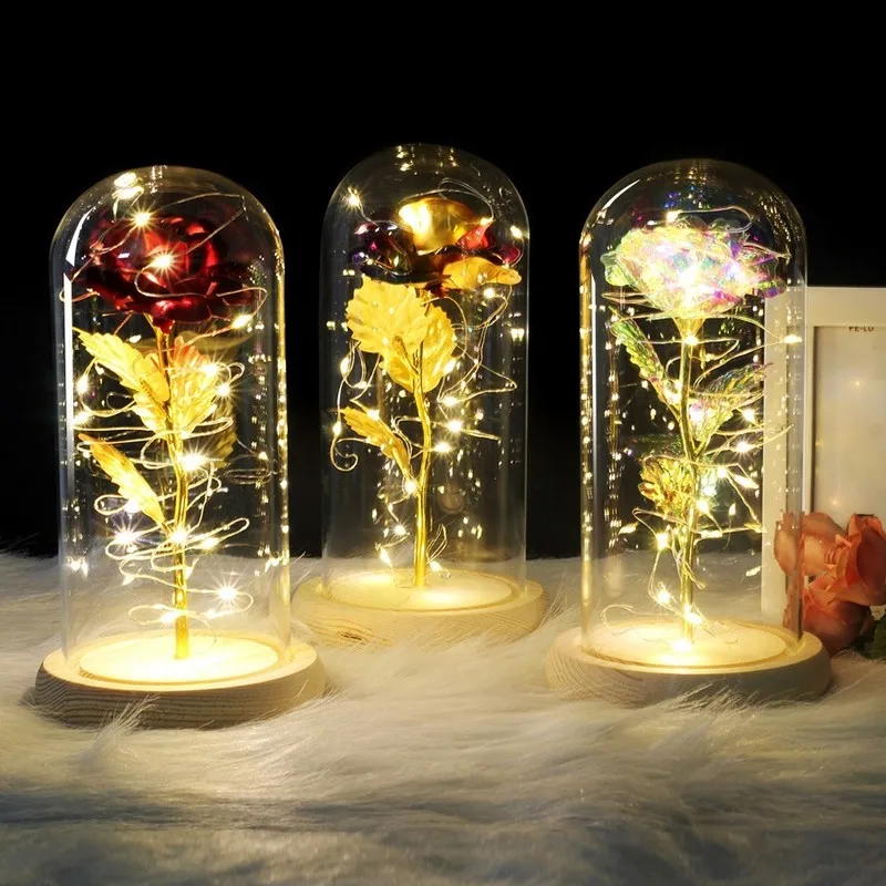 6 Colour Beauty And The Beast Red Rose In A Glass Dome On A Wooden Base For Valentine's Gifts LED Rose Lamps Christmas
6 Colour Beauty And The Beast Red Rose In A Glass Dome On A Wooden Base For Valentine's Gifts LED Rose Lamps Christmas