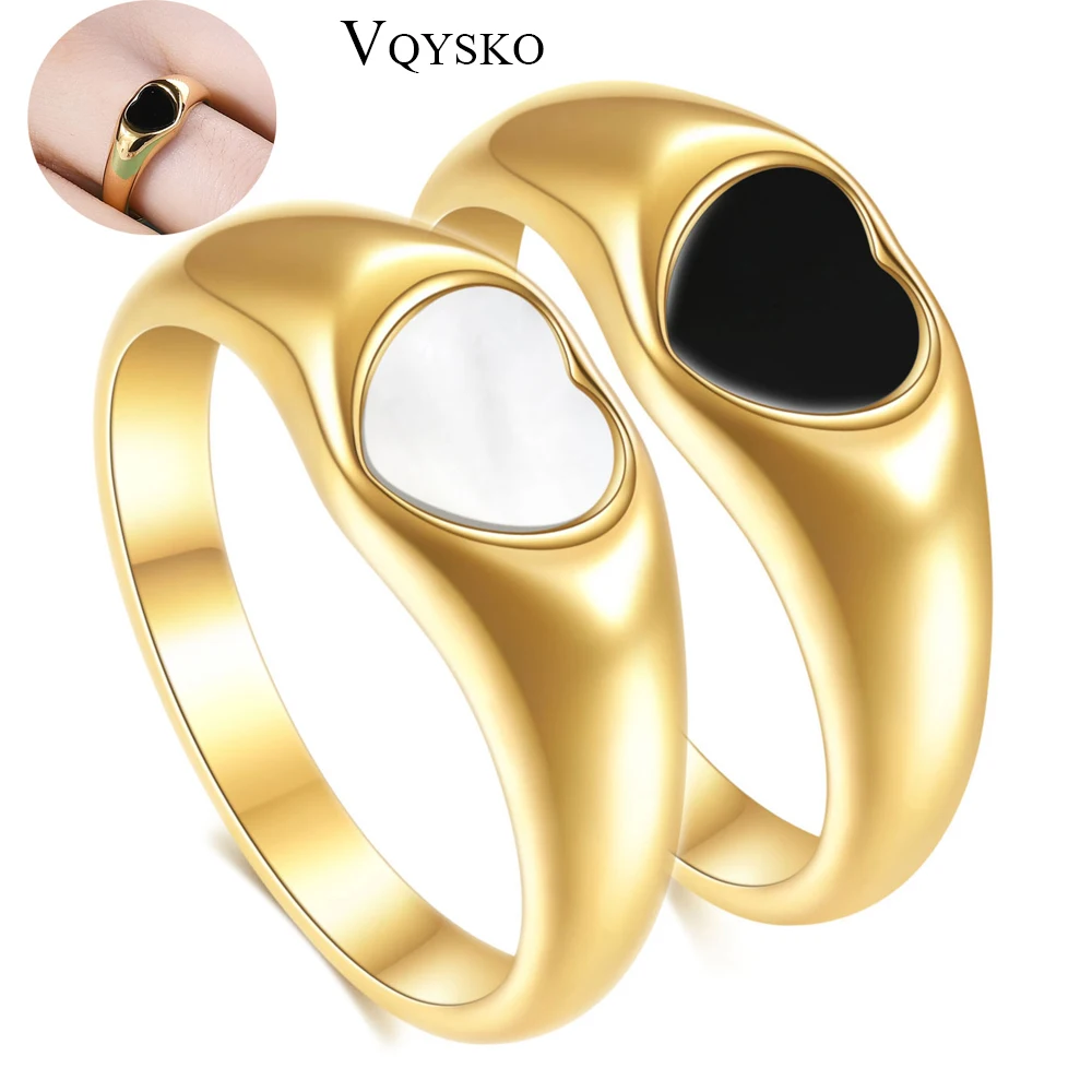 Black Enamel Statement Heart Pinky Ring For Women Valentine Day Gift Stainless Steel White Shell Anillo Mujer Jewelry Accessory
Black Enamel Statement Heart Pinky Ring For Women Valentine Day Gift Stainless Steel White Shell Anillo Mujer Jewelry Accessory