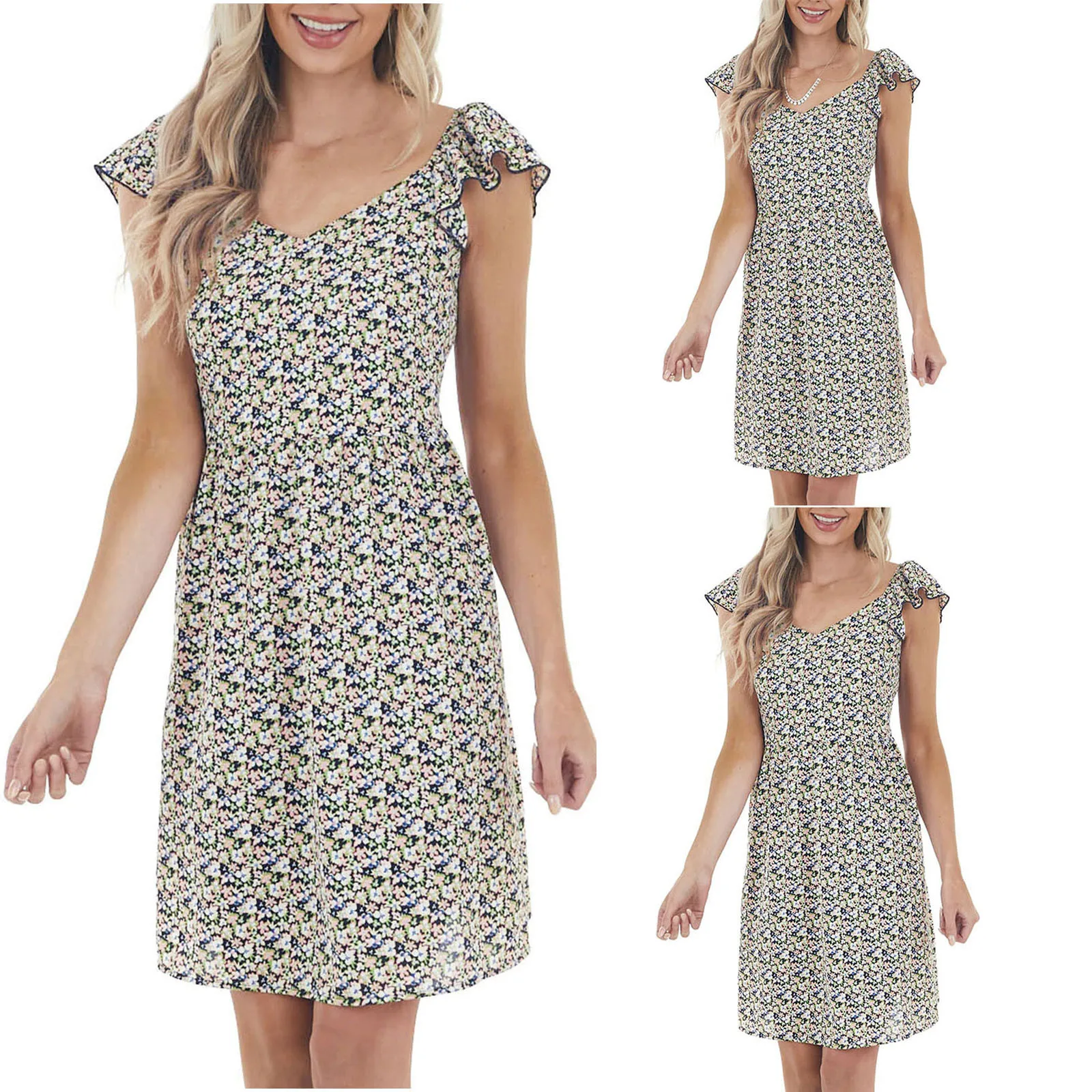 2021 New Women's Dress Fashion Floral Print Ruffled Round Neck Slim Dress Loose Small Fresh Short Skirt Vestidos Mujer Verano
2021 New Women's Dress Fashion Floral Print Ruffled Round Neck Slim Dress Loose Small Fresh Short Skirt Vestidos Mujer Verano