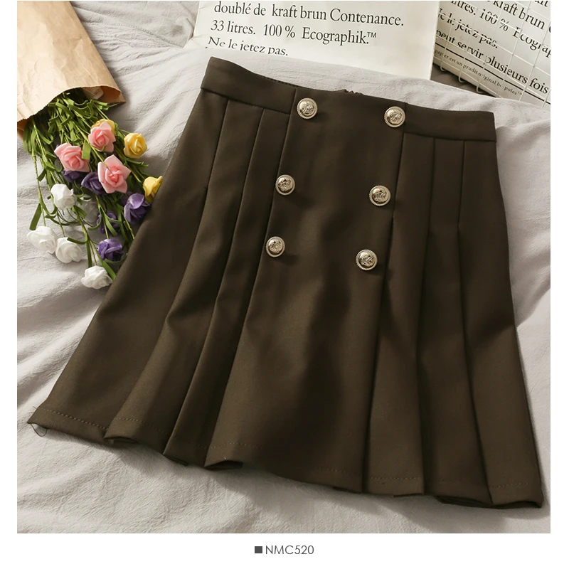 KUSAHIKI Vintage Double Breasted Skirt Korean High Waist Women Skirts Causal Pleated A-line Mini Faldas Mujer 2021 New 6E240
KUSAHIKI Vintage Double Breasted Skirt Korean High Waist Women Skirts Causal Pleated A-line Mini Faldas Mujer 2021 New 6E240