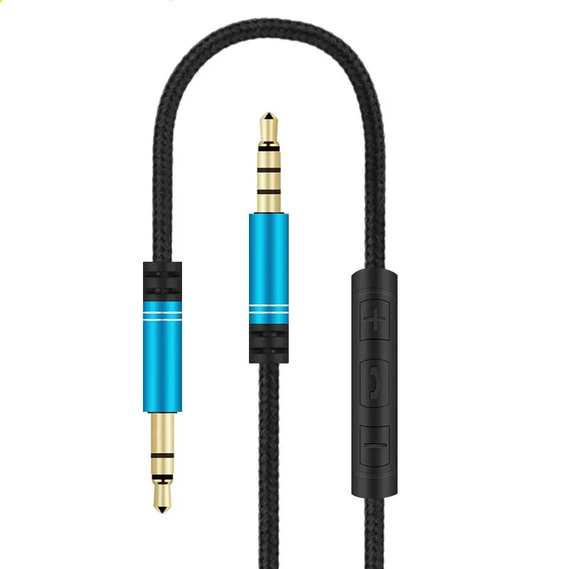 

3.5mm Audio Cable Male To Male Volume Control With Microphone Car Audio Cable AUX Audio Cable Headphone 120CM