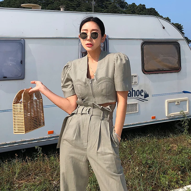 Fashion Female Sets Casual For Women V Neck Short Sleeve Tops High Waist Sashes Harem Pants New Two Piece Set
Fashion Female Sets Casual For Women V Neck Short Sleeve Tops High Waist Sashes Harem Pants New Two Piece Set