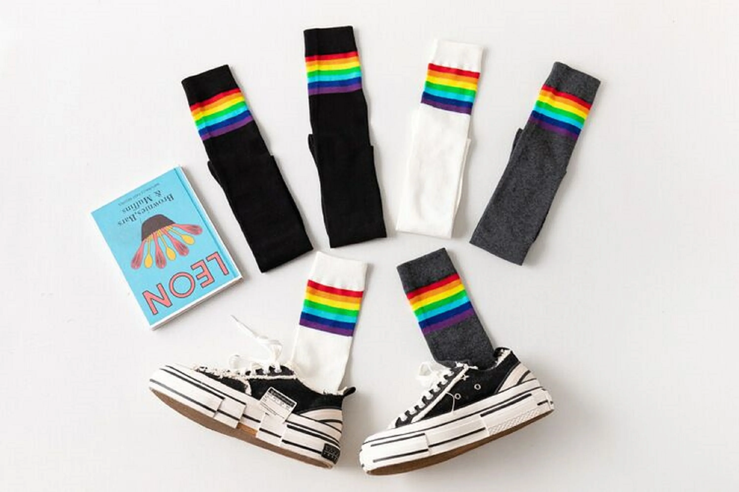 Rainbow over the knee socks winter rainbow stripes wild street women's socks fashion trend girl ladies
Rainbow over the knee socks winter rainbow stripes wild street women's socks fashion trend girl ladies