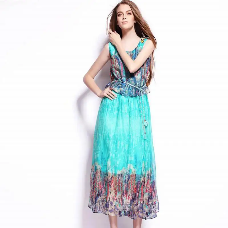 New Shell 100% Silk Dress Women Natural Silk High Quality Elegent Print Summer Holiday Beach Long dress Pink
New Shell 100% Silk Dress Women Natural Silk High Quality Elegent Print Summer Holiday Beach Long dress Pink