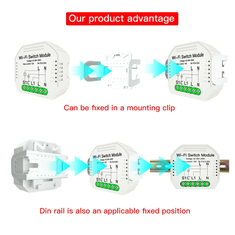NEW tuya wifi switch module work with Dual-control switch or reset switch APP remote control compatible alexa google smart life
NEW tuya wifi switch module work with Dual-control switch or reset switch APP remote control compatible alexa google smart life