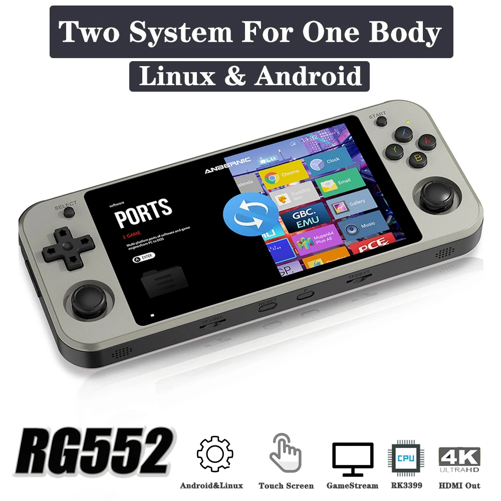 Anbernic RG552 Handheld Game Console 5.36 Inch IPS Touch Screen Video Game Players RK3399 6 Core Linux Portable Retro Console
Anbernic RG552 Handheld Game Console 5.36 Inch IPS Touch Screen Video Game Players RK3399 6 Core Linux Portable Retro Console