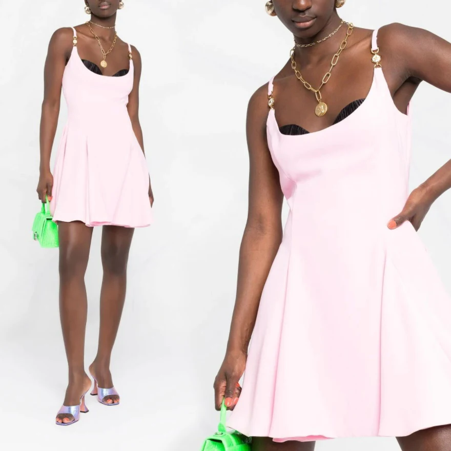 Luxury Designer high end Dress for Women 2021 summer New Branded Baby Pink Stitching Spaghetti Strap Mini Party Sexy Dresses S-L
Luxury Designer high end Dress for Women 2021 summer New Branded Baby Pink Stitching Spaghetti Strap Mini Party Sexy Dresses S-L