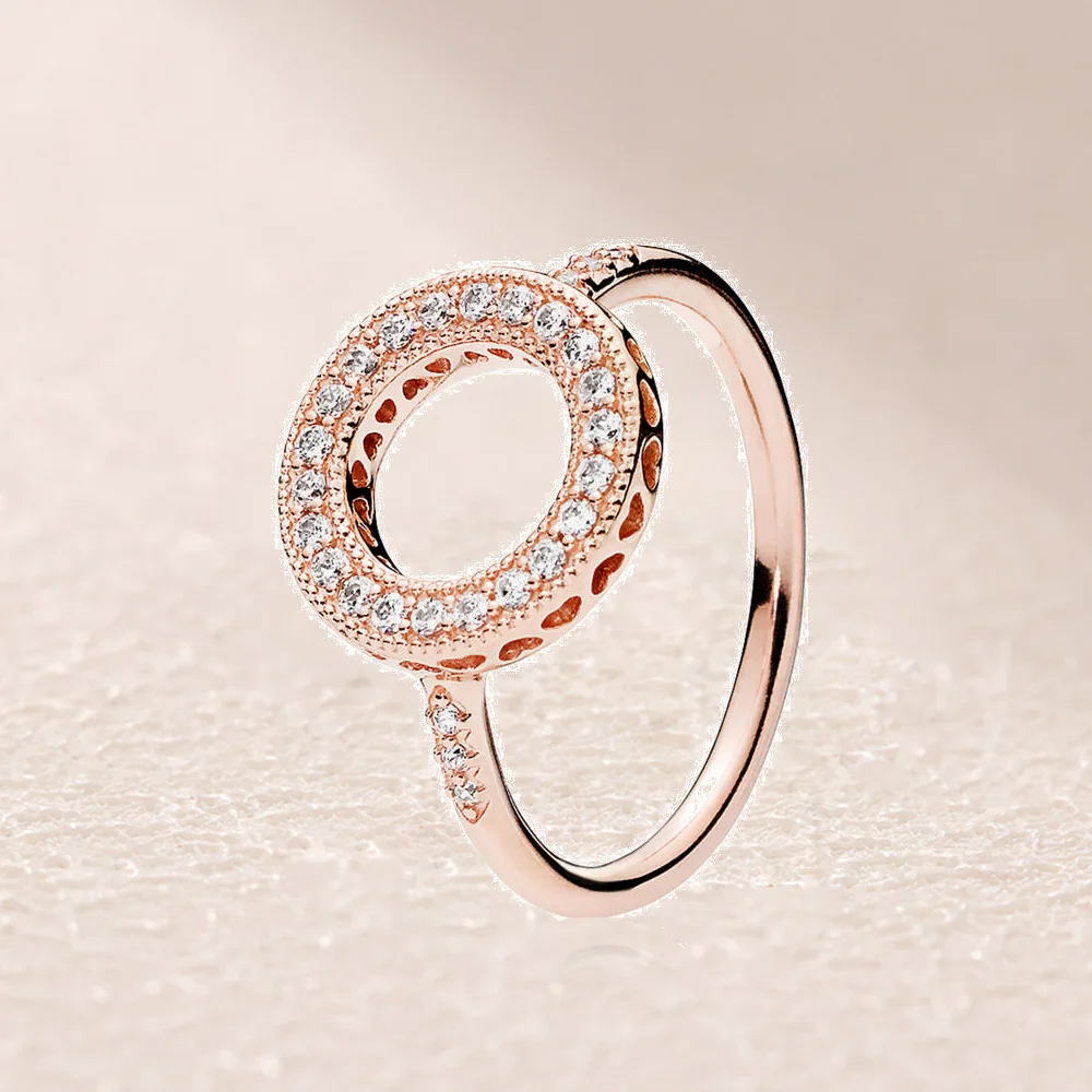 181039CZ ROSE HEARTS OF HALO RING
