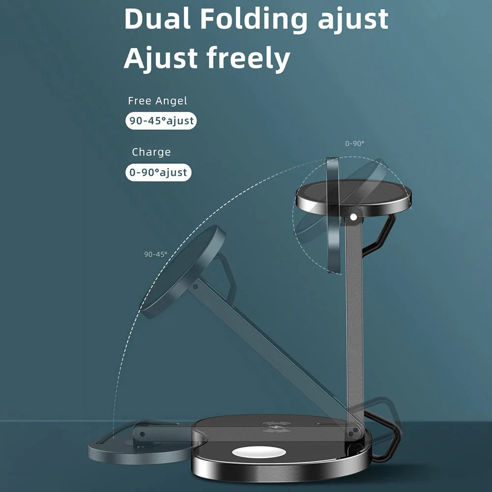 3 in 1 Wireless Charger 15W PD Dual Folding Fast Charging Stand Quick Charge Dock Station for iWatch Phone Earphone
3 in 1 Wireless Charger 15W PD Dual Folding Fast Charging Stand Quick Charge Dock Station for iWatch Phone Earphone