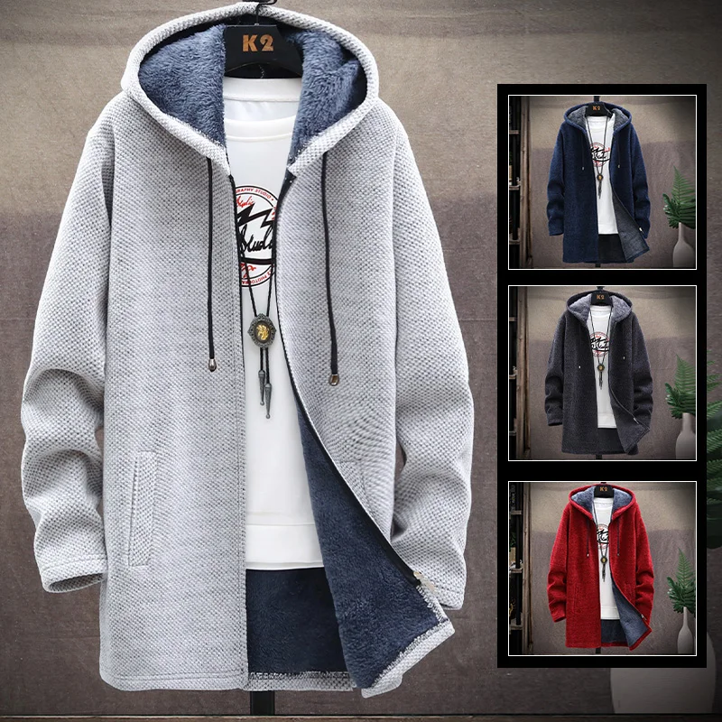 Autumn winter men's sweater jacket with push-padded hat, medium long knitted sweater, cardigan, warm wool cardigan
Autumn winter men's sweater jacket with push-padded hat, medium long knitted sweater, cardigan, warm wool cardigan