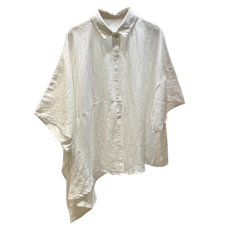 Summer Korean Style Fashionable Short Sleeve Irregular Hem Loose Mid-Length Ramie Shirt Women's Cotton and Linen Top Fashion
Summer Korean Style Fashionable Short Sleeve Irregular Hem Loose Mid-Length Ramie Shirt Women's Cotton and Linen Top Fashion