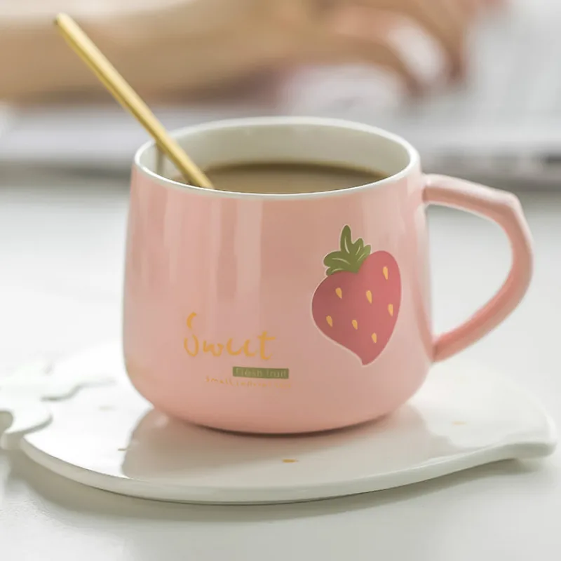 Cartoon Ceramic Coffee Mug with Spoon Strawberry Cute Korean Milk Mug Creative Personalised Coffee Cup Caneca Drinkware
Cartoon Ceramic Coffee Mug with Spoon Strawberry Cute Korean Milk Mug Creative Personalised Coffee Cup Caneca Drinkware