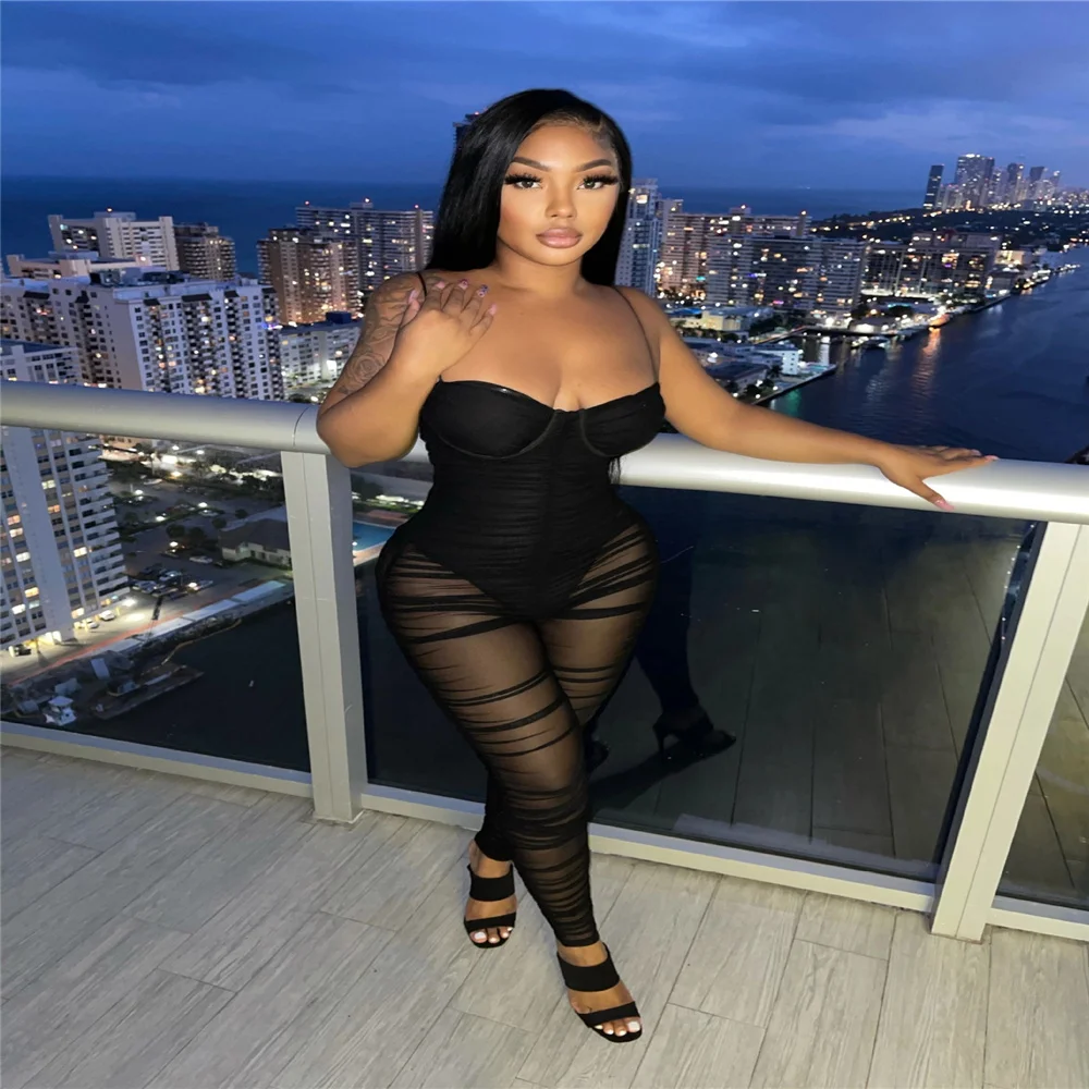 2021 Women Slim Clubwear Bodycon Halter See Through Luxury Mesh Black Sling One Piece Jumpsuit Female Sexy
2021 Women Slim Clubwear Bodycon Halter See Through Luxury Mesh Black Sling One Piece Jumpsuit Female Sexy