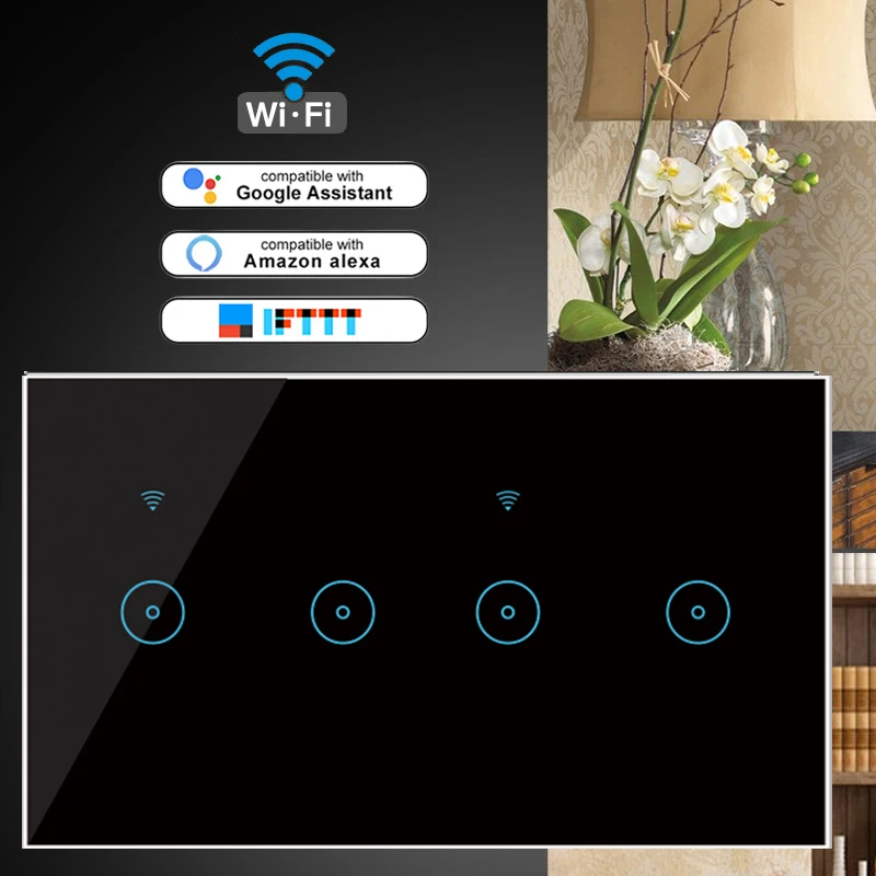 Смарт-выключатель настенный сенсорный Wi-Fi 4/5/6 клавиш | Электроника