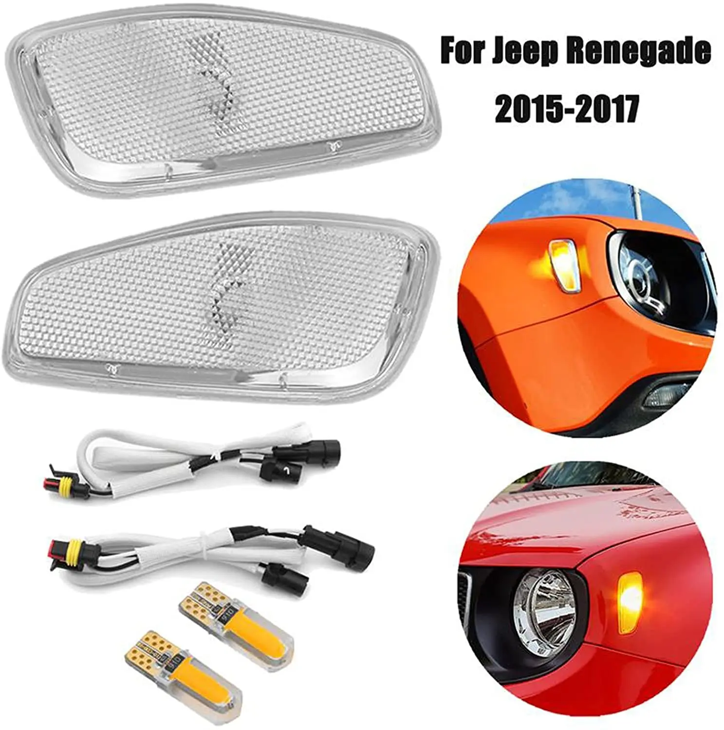 2 Pcs Amber Side Marker clear lens Turn Signal Light Lamps Update Kit For Jeep Renegade 2015 2016 2017 
2 Pcs Amber Side Marker clear lens Turn Signal Light Lamps Update Kit For Jeep Renegade 2015 2016 2017