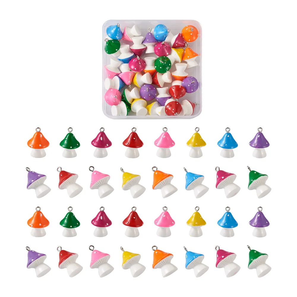 Pandahall 40pcs Opaque Cute Mushroom Resin Pendants 8 Color Mushroom Charms with Polka Dot for Kids Bracelets DIY Jewelry Making 
Pandahall 40pcs Opaque Cute Mushroom Resin Pendants 8 Color Mushroom Charms with Polka Dot for Kids Bracelets DIY Jewelry Making