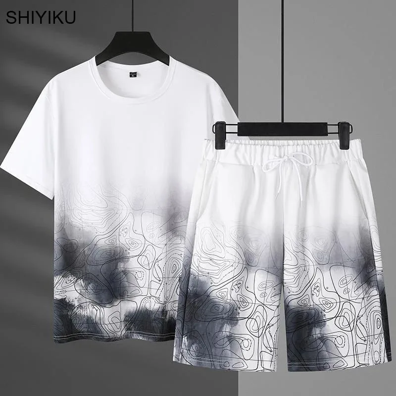 SHIYIKU Mens Sportswear Gradient Print Short Sleeve Shorts Brand Set Clothes Male Casual Breathable T-Shirt Sets Tracksuit Men
SHIYIKU Mens Sportswear Gradient Print Short Sleeve Shorts Brand Set Clothes Male Casual Breathable T-Shirt Sets Tracksuit Men