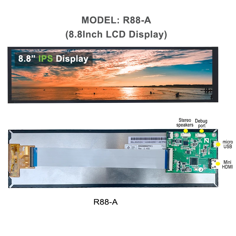8 дюймовый 480x192 0 IPS-дисплей USB HDMI LCD HD второй экран Aida64 монитор для Raspberry Pi 4 3 2 Windows