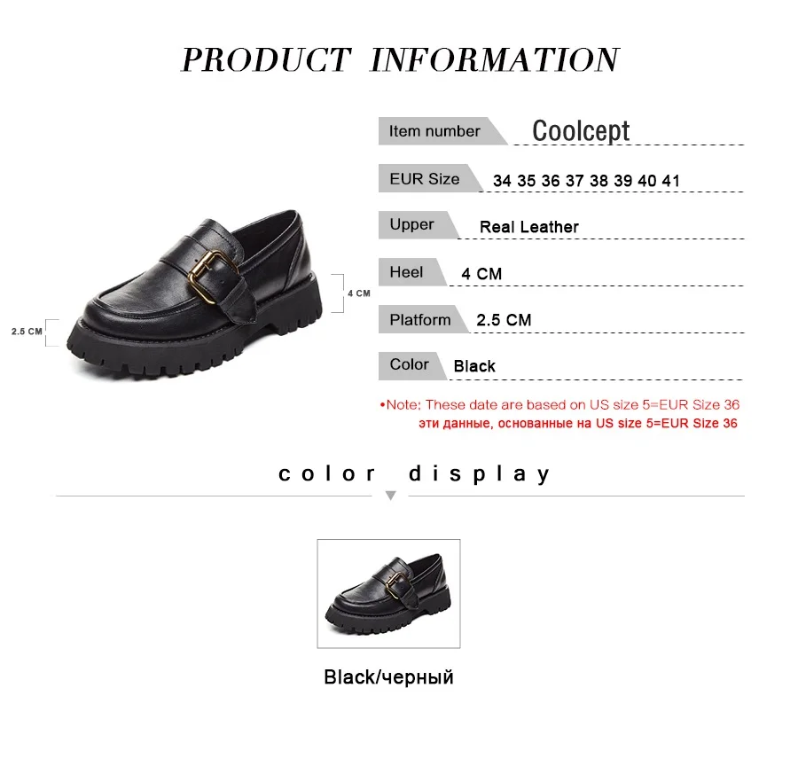 Coolcept Women Flat Shoes Real Leather Metal Buckle Chunky Style Women Shoes Fashion Cool Daily Shoes Women Footwear Size 34-40
Coolcept Women Flat Shoes Real Leather Metal Buckle Chunky Style Women Shoes Fashion Cool Daily Shoes Women Footwear Size 34-40