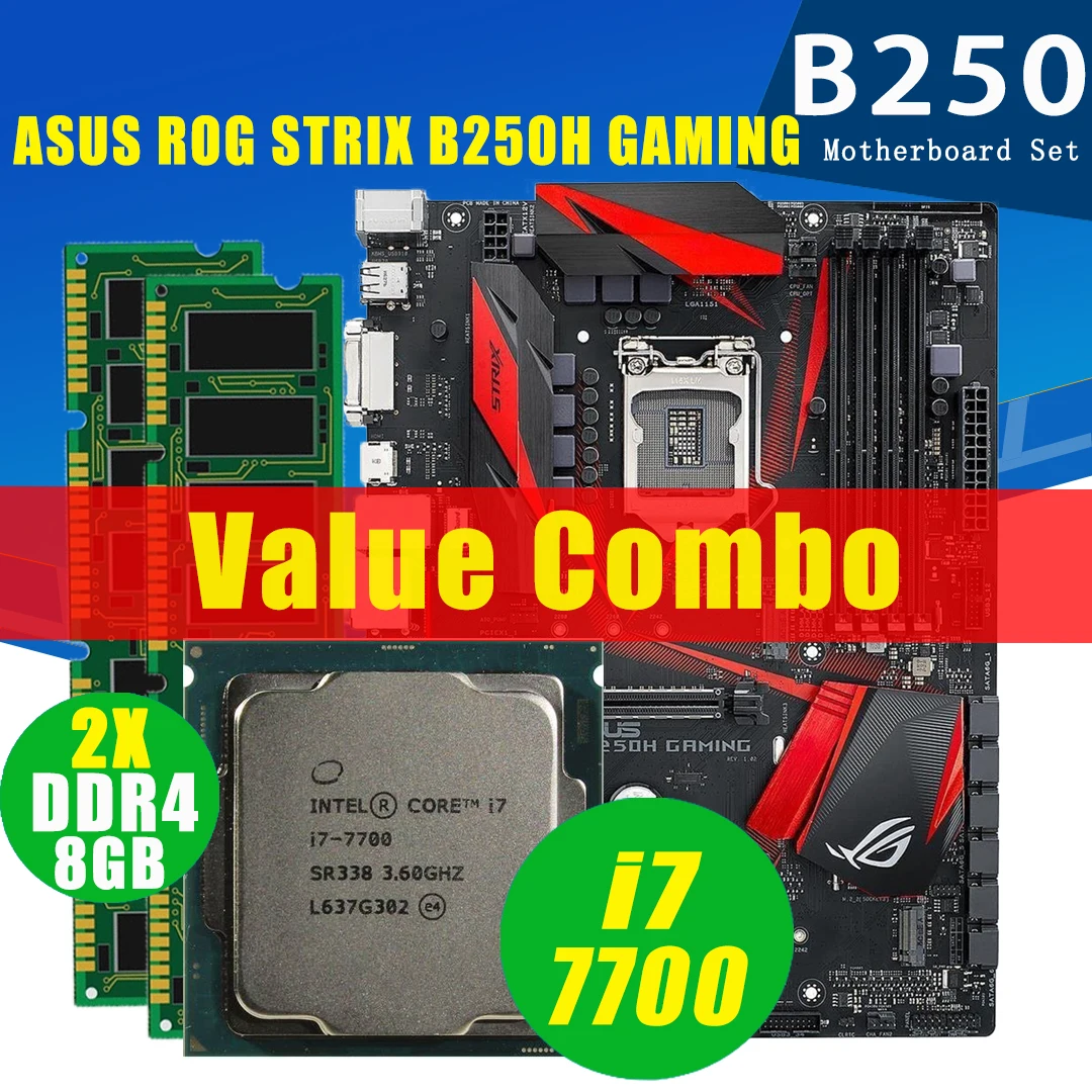 Игровая материнская плата Asus ROG STRIX B250H с Intel Core i7 7700 2x8 Гб DDR3, комплект материнской платы 3,6 ГГц B250, комплект материнской платы с ATX
Игровая материнская плата Asus ROG STRIX B250H с Intel Core i7 7700 2x8 Гб DDR3, комплект материнской платы 3,6 ГГц B250, комплект материнской платы с ATX