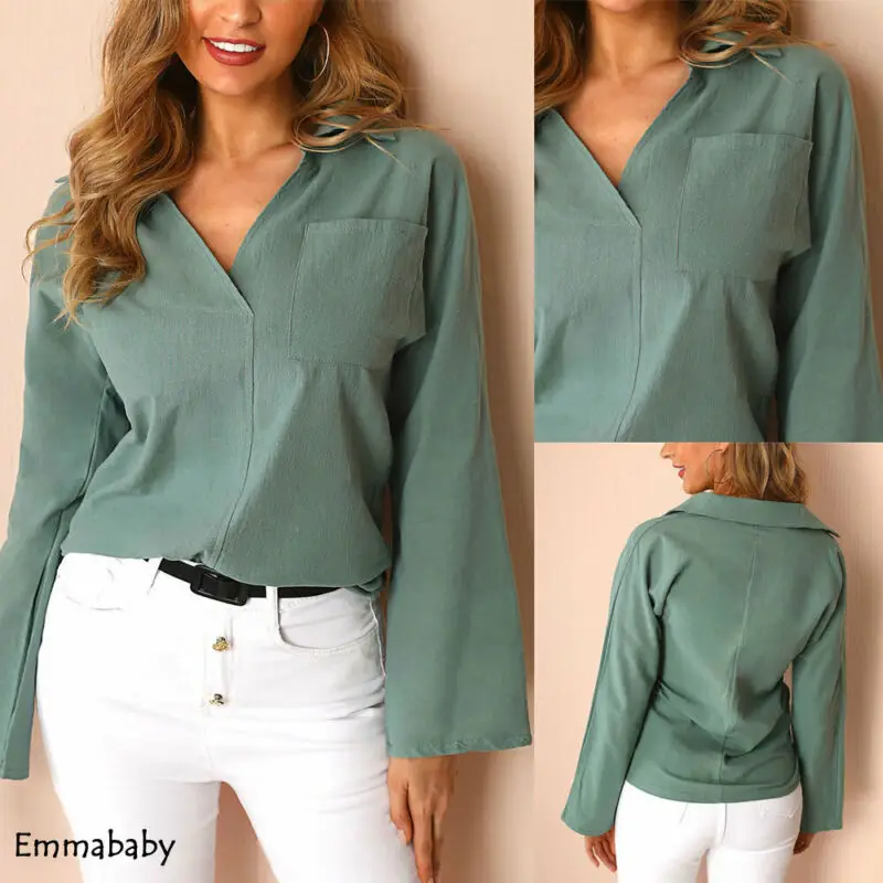 Blouses Women Autumn Casual Button V-Neck Long Sleeve Ladies Spring Loose Baggy Tops Tunic Casual Shirts
Blouses Women Autumn Casual Button V-Neck Long Sleeve Ladies Spring Loose Baggy Tops Tunic Casual Shirts