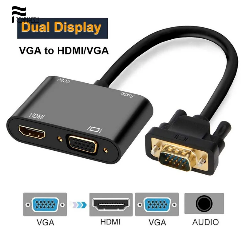 VGA to VGA HDMI Splitter with 3.5mm Audio Converter Support Dual Display for PC Projector HDTV Multi-port VGA Adapter
VGA to VGA HDMI Splitter with 3.5mm Audio Converter Support Dual Display for PC Projector HDTV Multi-port VGA Adapter