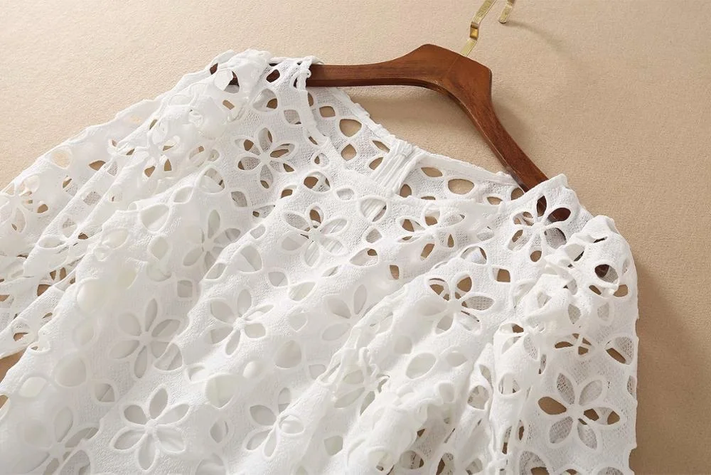 Runway Women's Spring Fashion Festa Vestidos Half Sleeve White Embroidery Cutout Pencil Dress
Runway Women's Spring Fashion Festa Vestidos Half Sleeve White Embroidery Cutout Pencil Dress