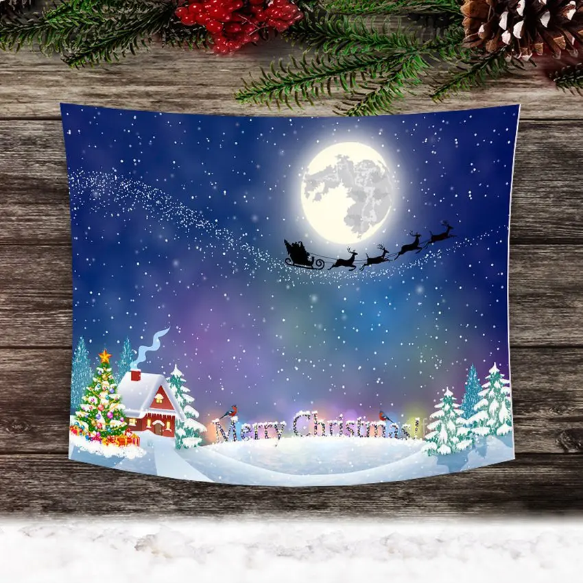 

Рождественский гобелен, снежинки, Санта-Клаус, Зимняя ночь, Рождество, настенный камин, подарки, рождественские украшения для дома