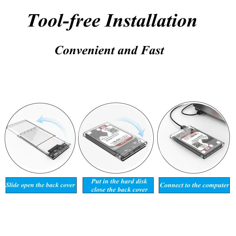 Transparent Mobile Hard Disk Box 2.5 Inch USB3.0 SATA With Adapter Cable External Enclosure Box For Laptop
Transparent Mobile Hard Disk Box 2.5 Inch USB3.0 SATA With Adapter Cable External Enclosure Box For Laptop