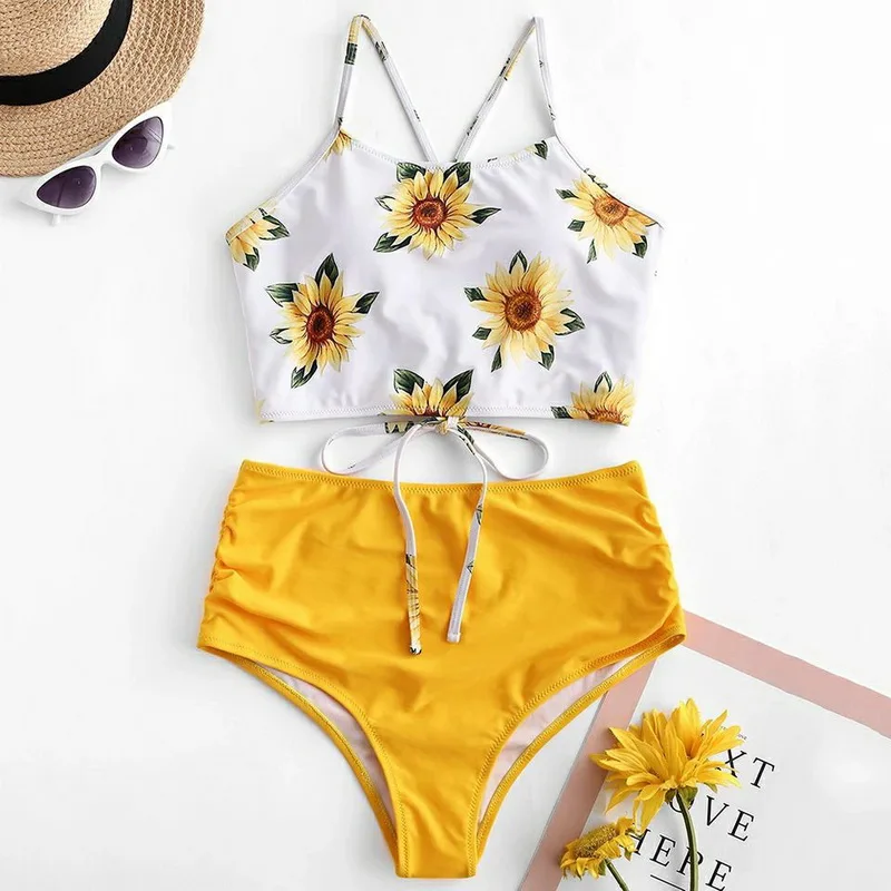 Sexy High Waist Sunflower Print Bikini Set Push Up Swimsuit Women 2 Pieces Set Bathing Suits Woman Swimming Suit For Women
Sexy High Waist Sunflower Print Bikini Set Push Up Swimsuit Women 2 Pieces Set Bathing Suits Woman Swimming Suit For Women