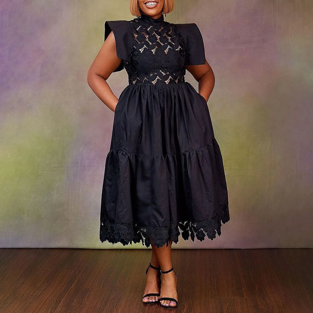 Dress 2021 Summer New Solid Color Mid-length Women's Dress Temperament Commute Lace Hollow Out Sexy High Waist African
Dress 2021 Summer New Solid Color Mid-length Women's Dress Temperament Commute Lace Hollow Out Sexy High Waist African