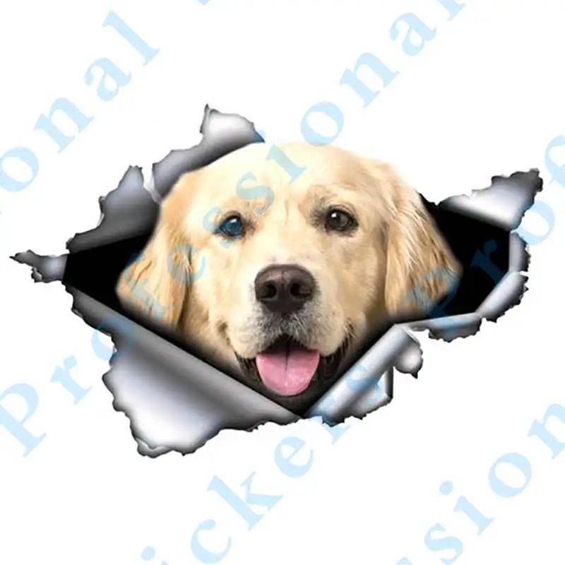 Interesting 13cm x 8.8cm Bright Golden Retriever Decals Torn Metal Car Stickers Reflective Waterproof Car Styling Decor 
Interesting 13cm x 8.8cm Bright Golden Retriever Decals Torn Metal Car Stickers Reflective Waterproof Car Styling Decor