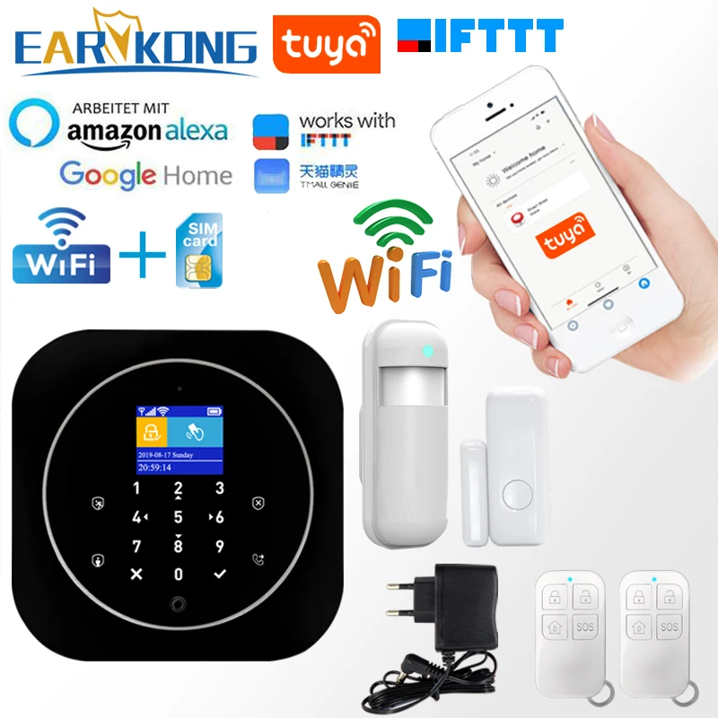 Система охранной сигнализации Tuya WiFi GSM 433 МГц совместима с приложением Alexa Google Home