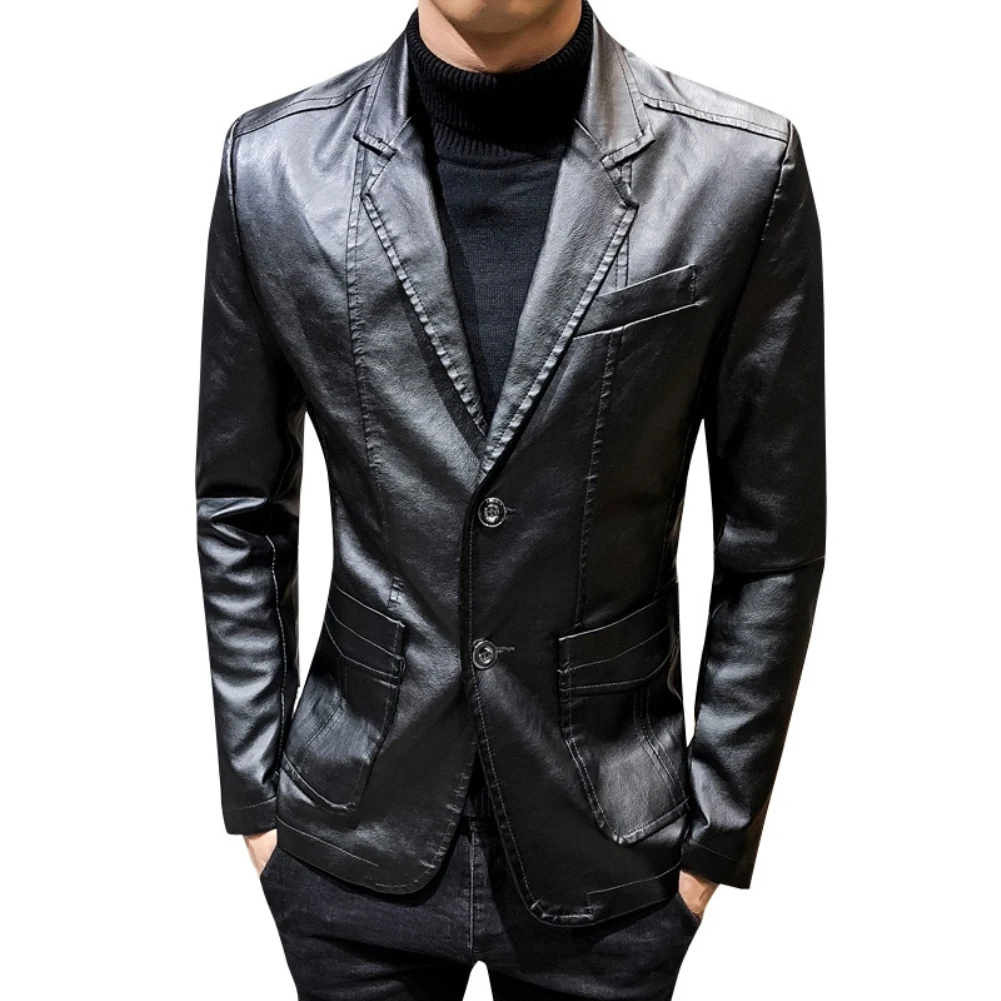 Autumn Winter Coats Jackets Men Solid Color Faux Leather Suit Jacket Long Sleeve Lapel Blazer Men's Jackets and Coats
Autumn Winter Coats Jackets Men Solid Color Faux Leather Suit Jacket Long Sleeve Lapel Blazer Men's Jackets and Coats