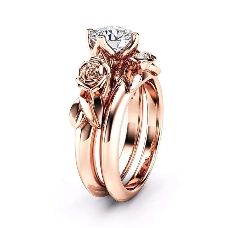 Hot Sale Rose Gold Pair Ring Flower Rhinestone-Embedded Couple Ring Fashion Women's Engagement Ring
Hot Sale Rose Gold Pair Ring Flower Rhinestone-Embedded Couple Ring Fashion Women's Engagement Ring