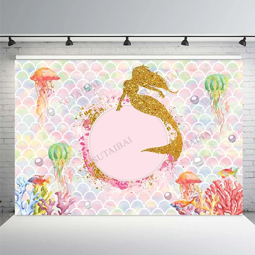 Little Mermaid Princess Jellyfish Fish Scale Pearl Summer Backdrop Girl Baby Happy Birthday Party Photo Background Photocall
Little Mermaid Princess Jellyfish Fish Scale Pearl Summer Backdrop Girl Baby Happy Birthday Party Photo Background Photocall