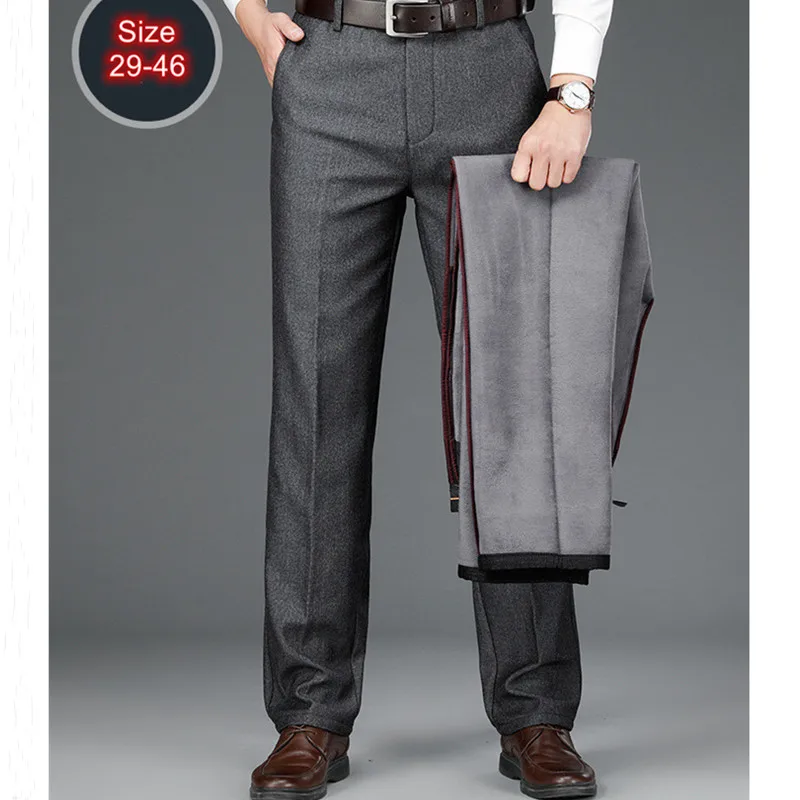 Winter Fleece Men Trousers Size 42 44 46 Straight Business Male Velvet Stretch Elastic Grey Office Black Thicken Dad Loose Pants
Winter Fleece Men Trousers Size 42 44 46 Straight Business Male Velvet Stretch Elastic Grey Office Black Thicken Dad Loose Pants