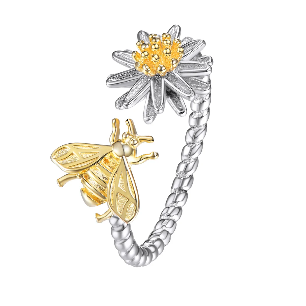 Collare 925 Sterling Silver Bees & Flower Rings For Women Wedding/Bridal Ring Cute Dainty Girls Gift Womens Animal Ring R024
Collare 925 Sterling Silver Bees & Flower Rings For Women Wedding/Bridal Ring Cute Dainty Girls Gift Womens Animal Ring R024