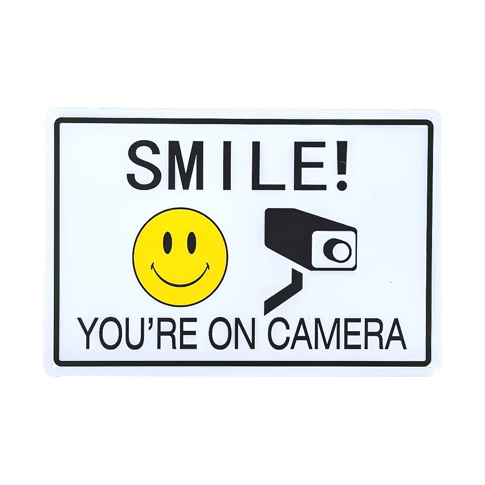 DL -- Smile You is On Camera Sign комнатный/наружный знак видеонаблюдения предупредительные